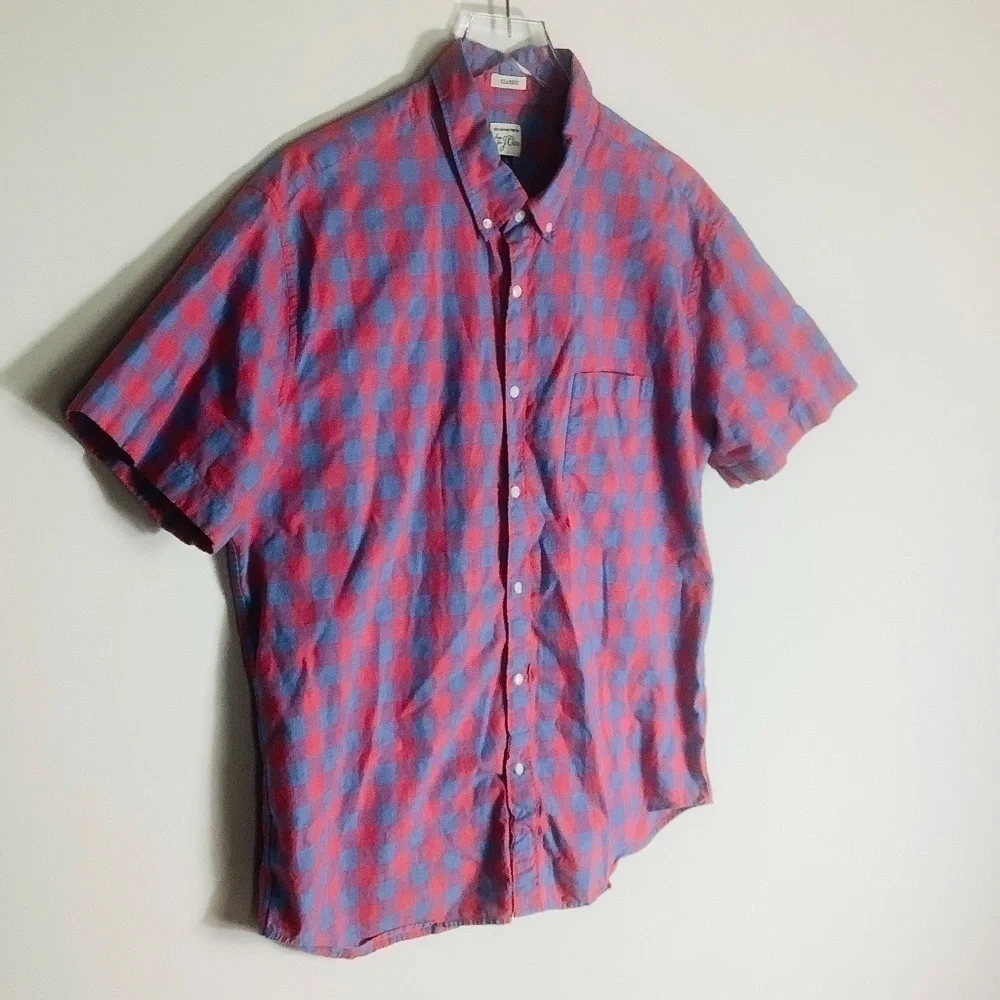 J.Crew Men's‎ Classic Gingham Button Down Short Sleeve Shirt XL